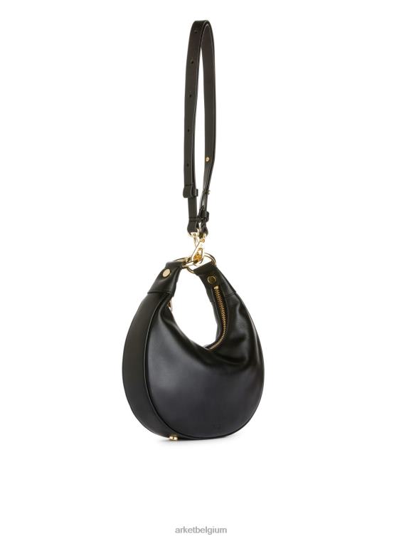 ARKET Tassen 0DXJP759 zwart leren tasje halve maan unisex