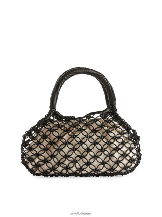 ARKET Tassen 0DXJP760 zwart leren macramé tas unisex