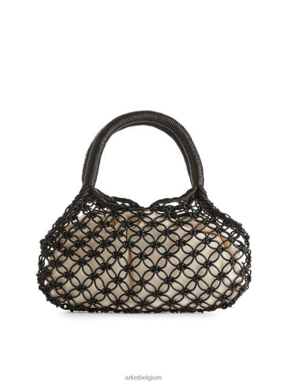 ARKET Tassen 0DXJP760 zwart leren macramé tas unisex