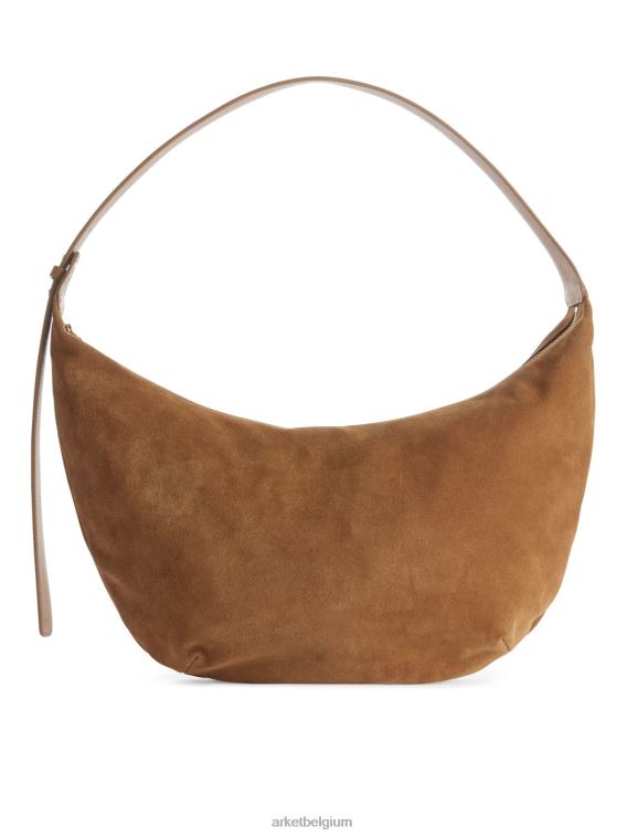 ARKET Tassen 0DXJP763 karamel bruin gebogen suède tas unisex