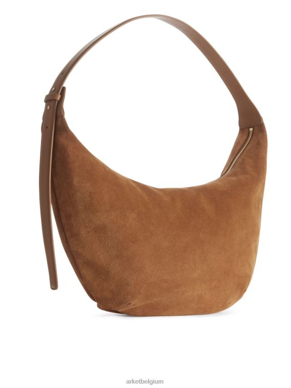 ARKET Tassen 0DXJP763 karamel bruin gebogen suède tas unisex