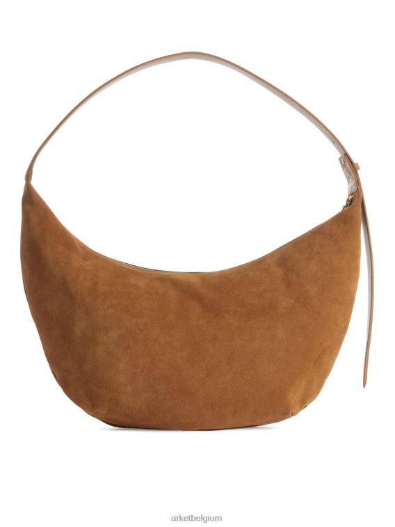 ARKET Tassen 0DXJP763 karamel bruin gebogen suède tas unisex