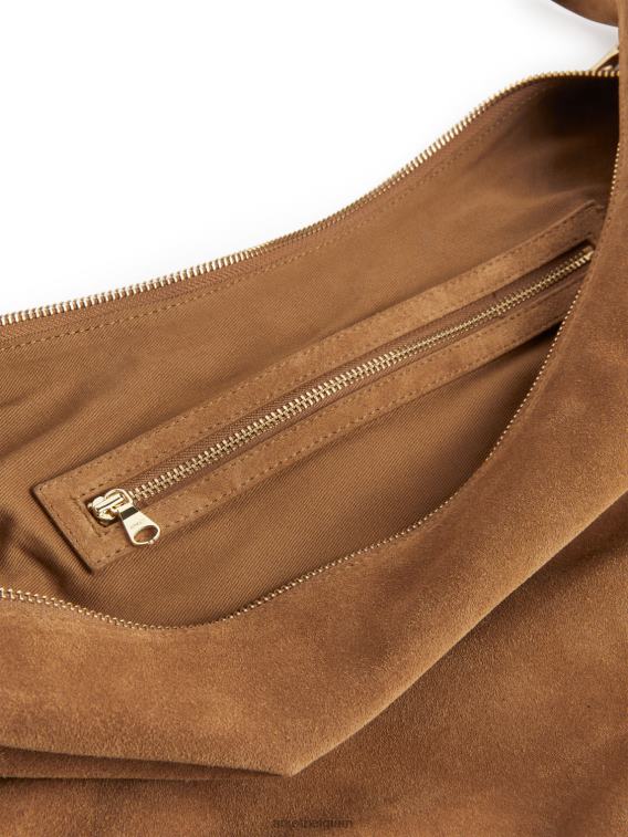 ARKET Tassen 0DXJP763 karamel bruin gebogen suède tas unisex