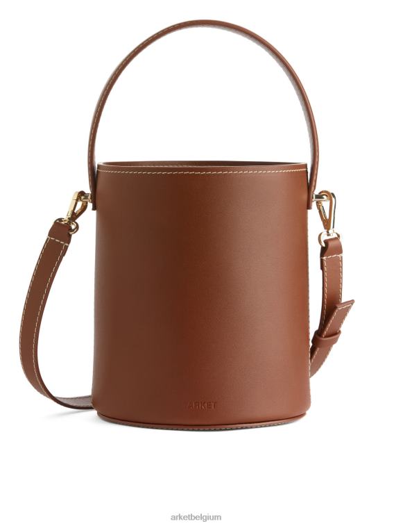 ARKET Tassen 0DXJP768 bruin kleine leren bucketbag unisex