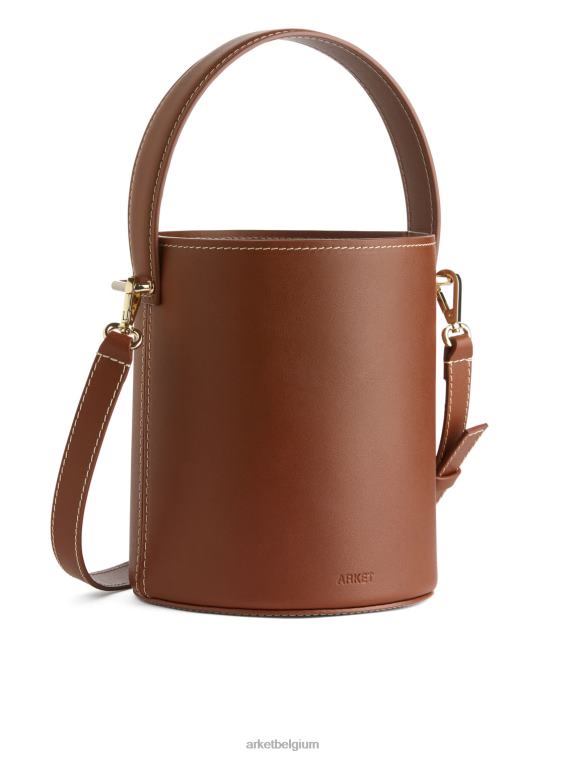 ARKET Tassen 0DXJP768 bruin kleine leren bucketbag unisex