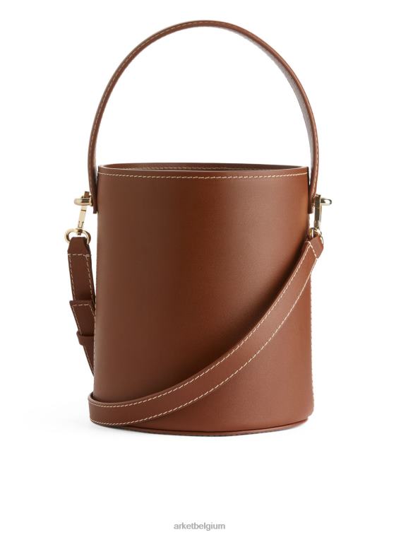 ARKET Tassen 0DXJP768 bruin kleine leren bucketbag unisex