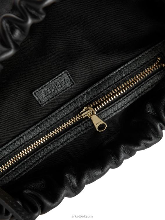ARKET Tassen 0DXJP769 zwart verzameld leren zakje unisex