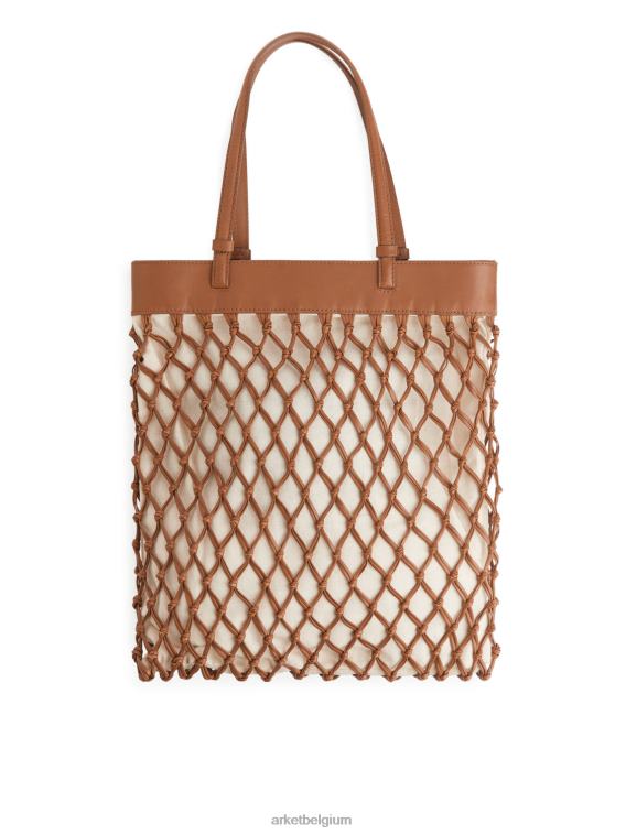 ARKET Tassen 0DXJP771 bruin/gebroken wit gevlochten leren tas unisex