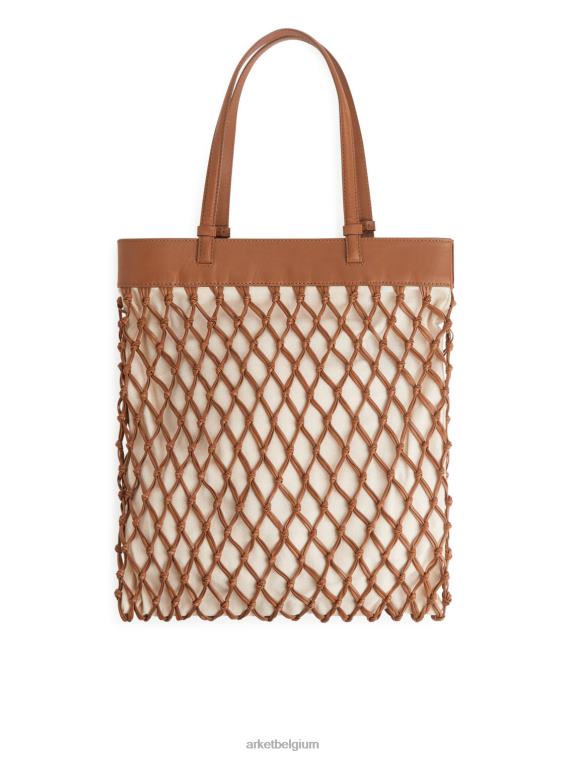 ARKET Tassen 0DXJP771 bruin/gebroken wit gevlochten leren tas unisex
