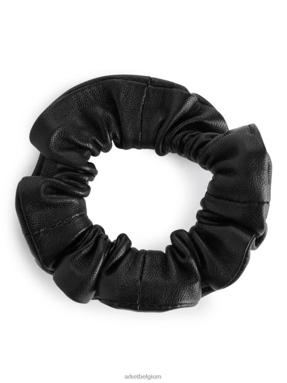 ARKET accessoires 0DXJP874 zwart lederen scrunchie vrouwen