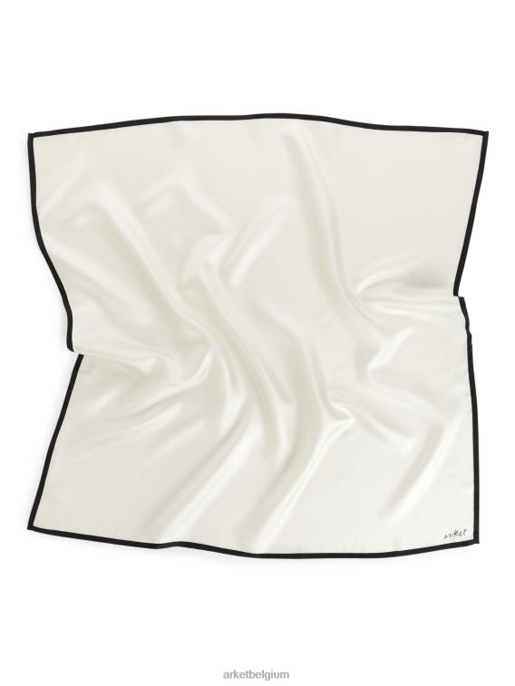 ARKET accessoires 0DXJP841 gebroken wit/zwart zijden sjaal vrouwen