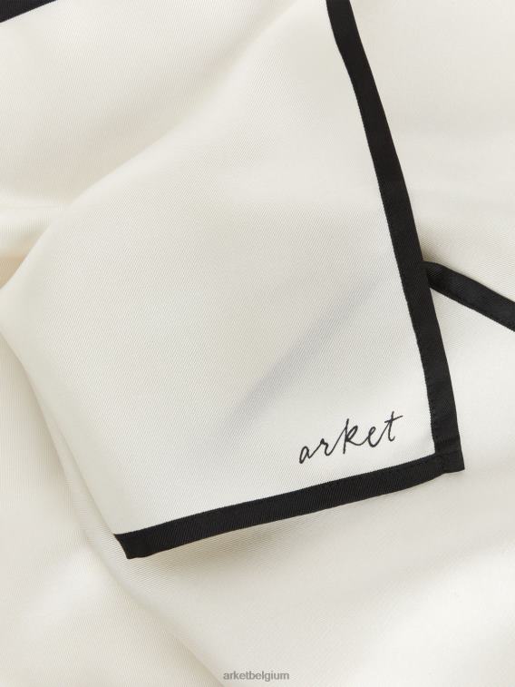 ARKET accessoires 0DXJP841 gebroken wit/zwart zijden sjaal vrouwen