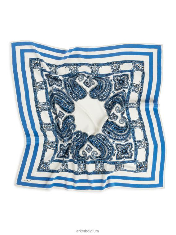 ARKET accessoires 0DXJP843 gebroken wit/blauw bedrukte zijden sjaal vrouwen