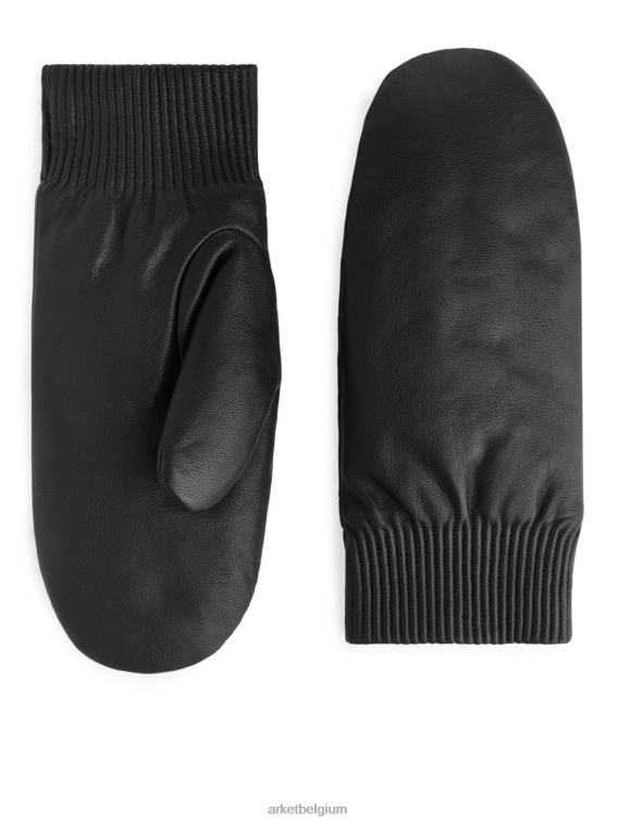 ARKET accessoires 0DXJP891 zwart gewatteerde leren wanten vrouwen