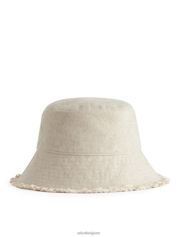ARKET accessoires 0DXJP635 beige vissershoedje van linnenmix vrouwen