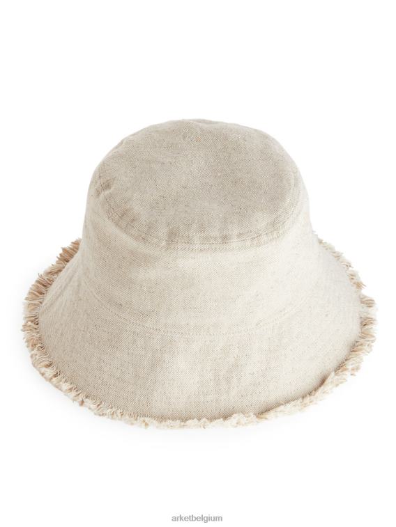 ARKET accessoires 0DXJP635 beige vissershoedje van linnenmix vrouwen
