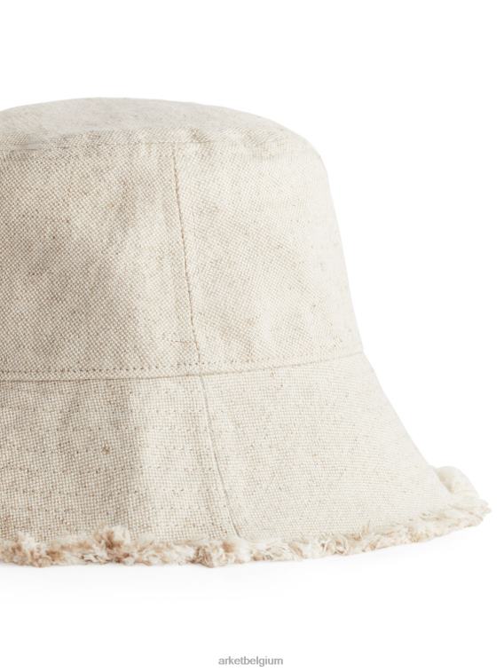ARKET accessoires 0DXJP635 beige vissershoedje van linnenmix vrouwen