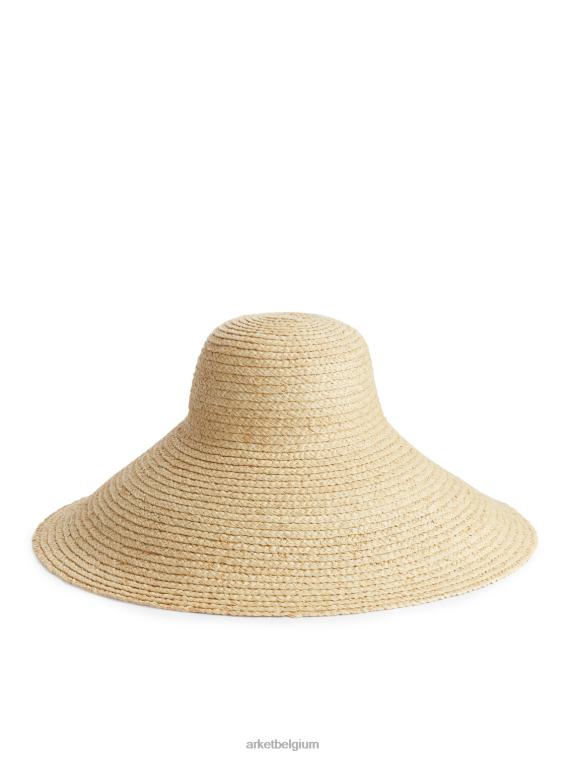 ARKET accessoires 0DXJP647 beige strohoed met brede rand vrouwen