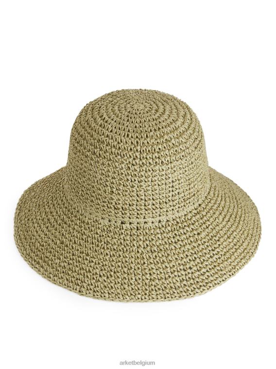 ARKET accessoires 0DXJP819 kaki groen stro hoed vrouwen
