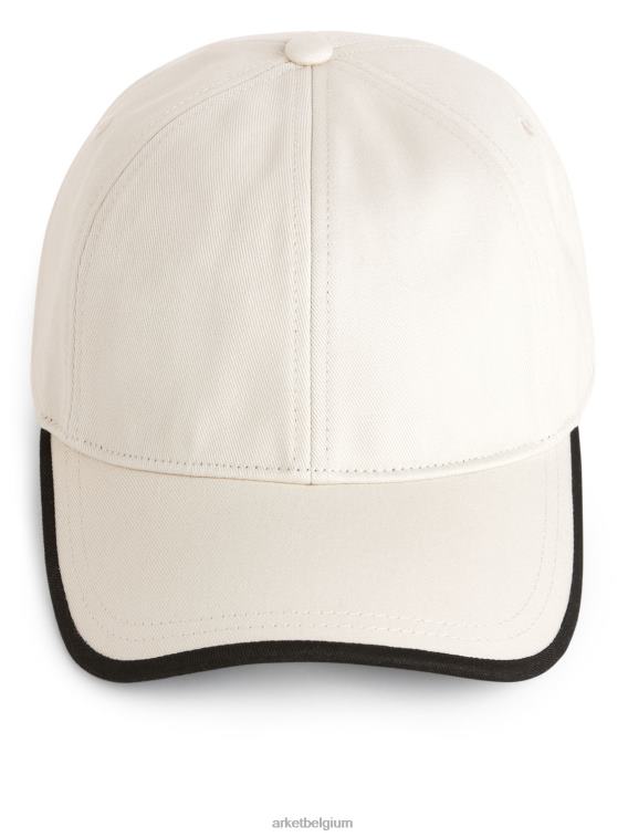 ARKET accessoires 0DXJP822 gebroken wit/zwart pet van katoenen twill vrouwen