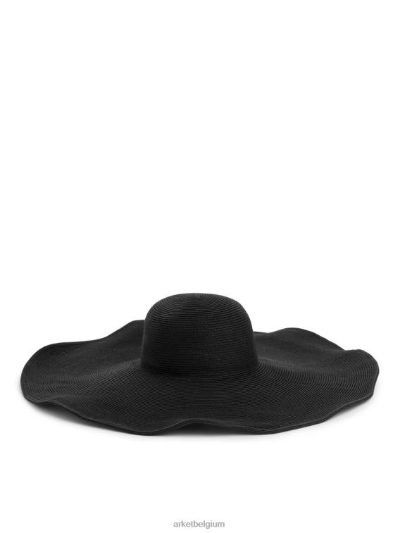ARKET accessoires 0DXJP823 zwart strohoed met brede rand vrouwen