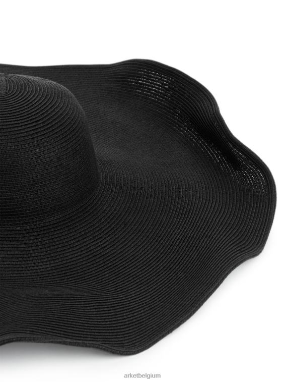 ARKET accessoires 0DXJP823 zwart strohoed met brede rand vrouwen