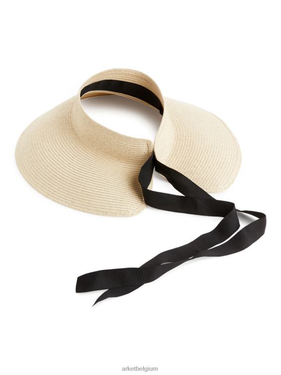 ARKET accessoires 0DXJP824 beige/zwart zonnevizier van stro vrouwen