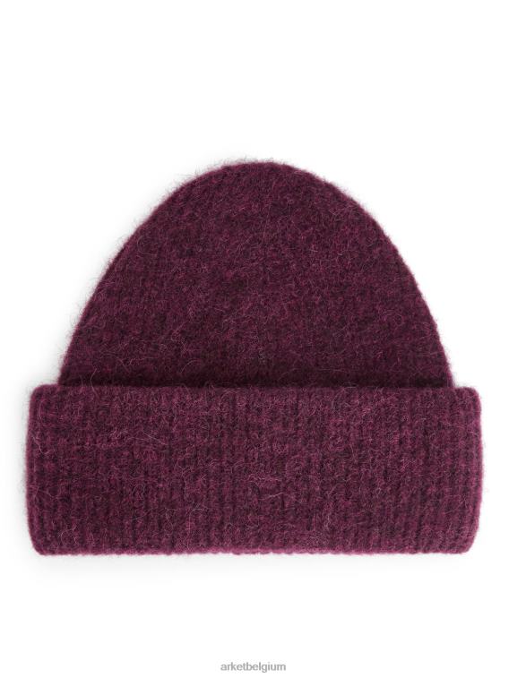 ARKET accessoires 0DXJP896 bordeaux dubbelgevouwen alpaca merino muts vrouwen