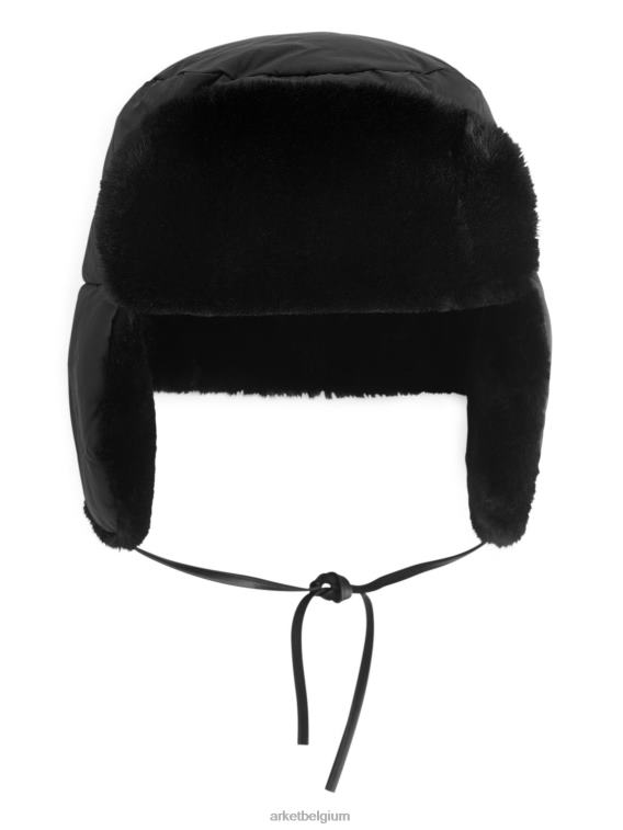 ARKET accessoires 0DXJP899 zwart pelsmuts van imitatiebont vrouwen