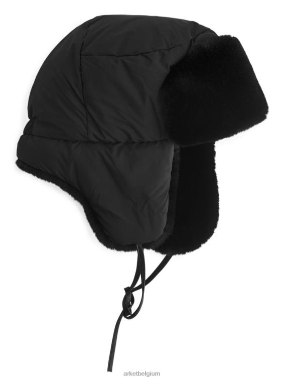 ARKET accessoires 0DXJP899 zwart pelsmuts van imitatiebont vrouwen