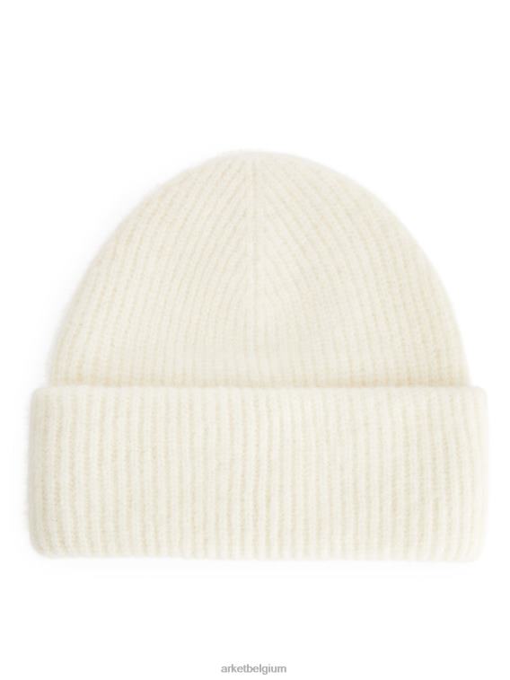 ARKET accessoires 0DXJP902 gebroken wit dubbelgevouwen alpaca merino muts vrouwen