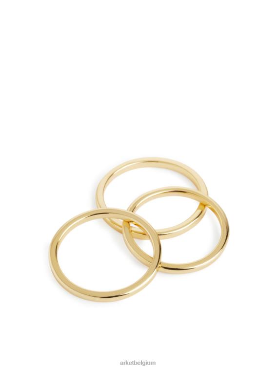 ARKET accessoires 0DXJP783 goud vergulde sterling zilveren ringen set van 3 vrouwen