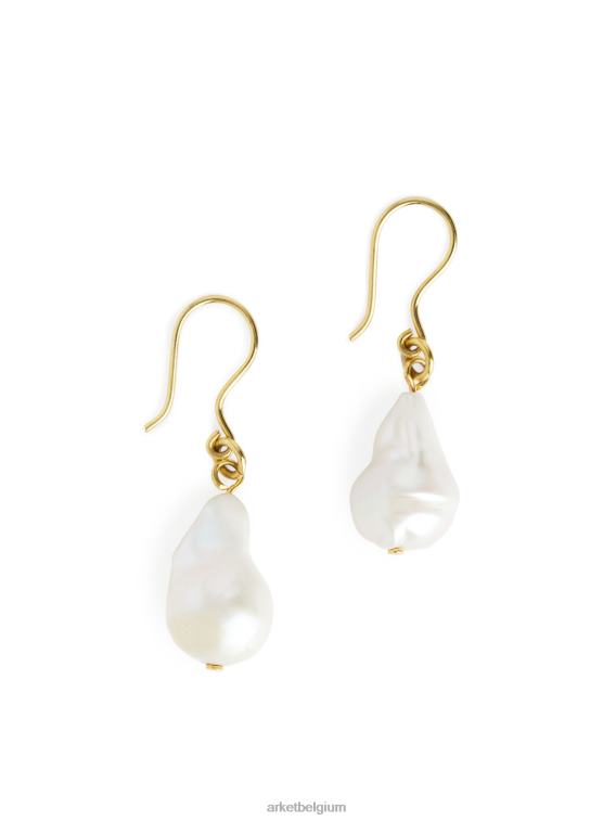 ARKET accessoires 0DXJP784 goud/wit Zoetwaterparel haak oorbellen vrouwen