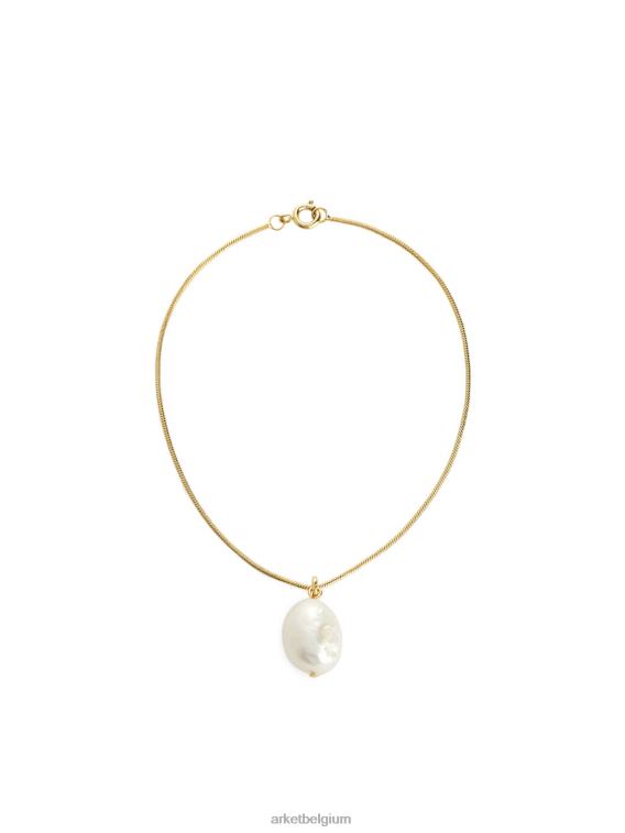 ARKET accessoires 0DXJP787 goud/wit zoetwaterparel hanger enkelbandje vrouwen
