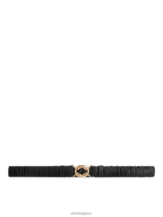 ARKET accessoires 0DXJP825 zwart gekreukelde leren riem vrouwen