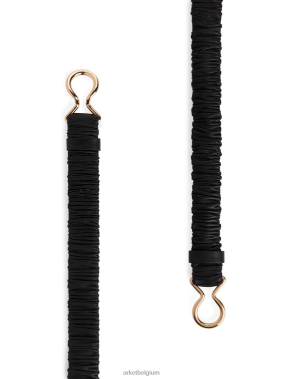 ARKET accessoires 0DXJP825 zwart gekreukelde leren riem vrouwen