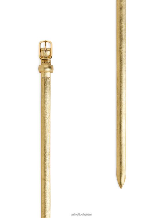 ARKET accessoires 0DXJP827 gouden slanke leren riem vrouwen