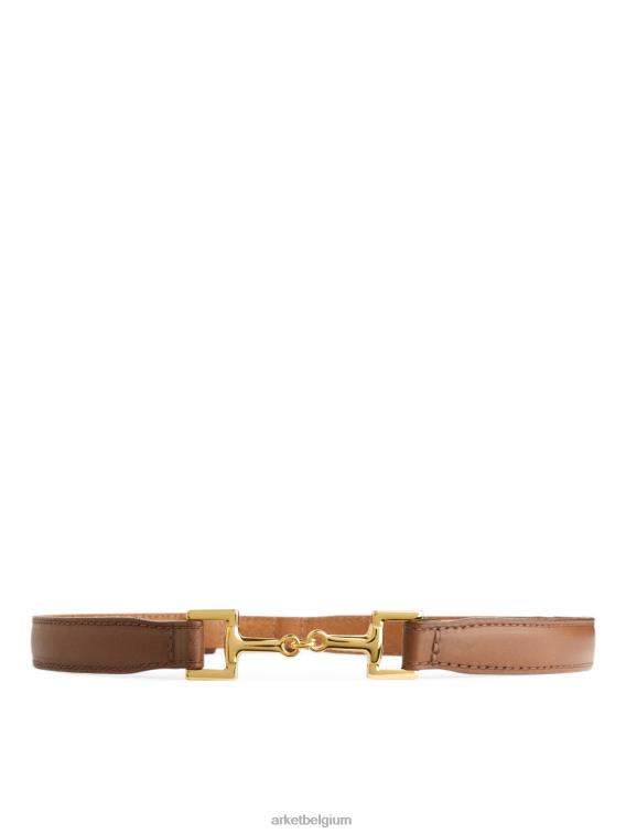 ARKET accessoires 0DXJP830 beige Leren riem met paardengesp vrouwen