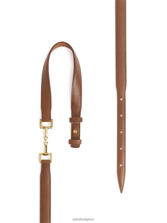 ARKET accessoires 0DXJP830 beige Leren riem met paardengesp vrouwen