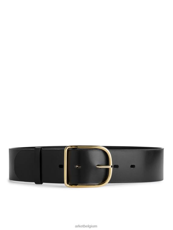 ARKET accessoires 0DXJP834 zwart brede leren riem vrouwen