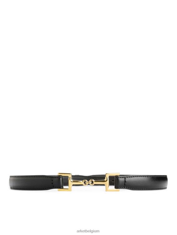 ARKET accessoires 0DXJP835 zwart Leren riem met paardengesp vrouwen
