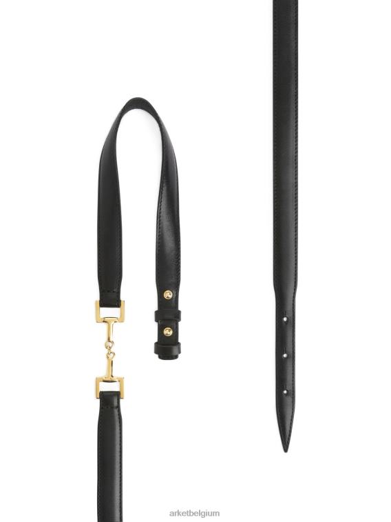 ARKET accessoires 0DXJP835 zwart Leren riem met paardengesp vrouwen