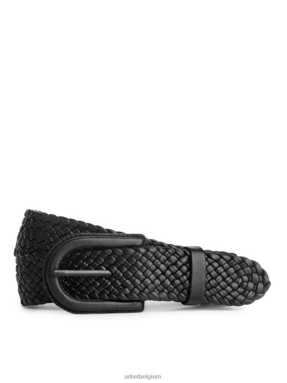 ARKET accessoires 0DXJP837 zwart gevlochten leren riem vrouwen