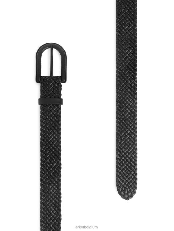 ARKET accessoires 0DXJP837 zwart gevlochten leren riem vrouwen