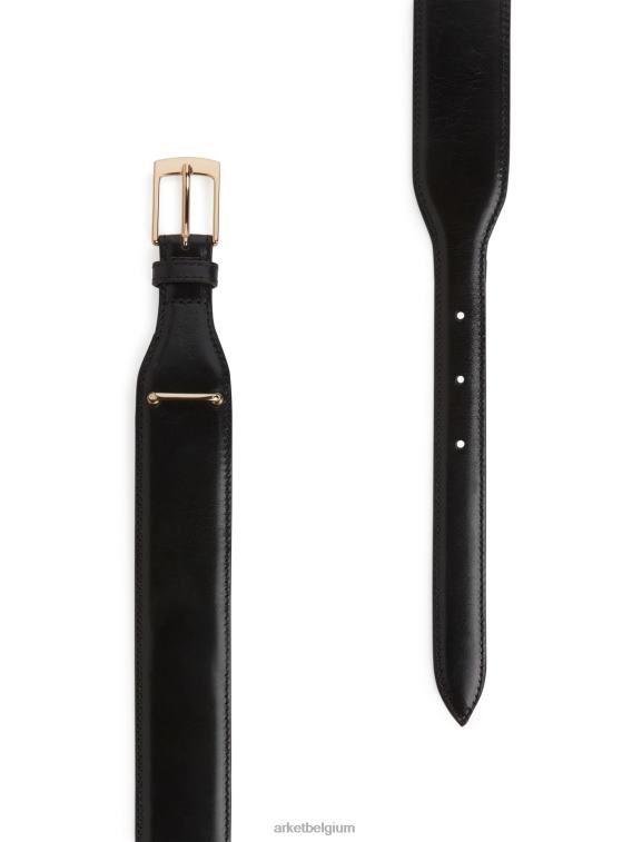 ARKET accessoires 0DXJP838 zwart leren riem met hoge taille vrouwen