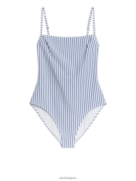 ARKET kleding 0DXJP596 blauw Wit seersucker badpak vrouwen