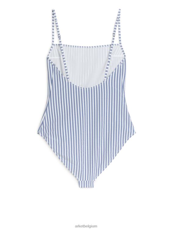ARKET kleding 0DXJP596 blauw Wit seersucker badpak vrouwen