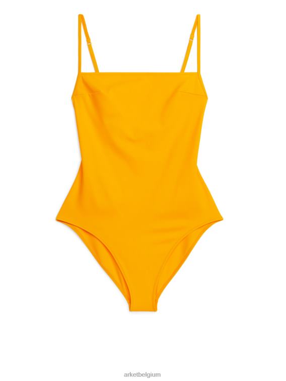 ARKET kleding 0DXJP599 donker geel Badpak met vierkante hals vrouwen