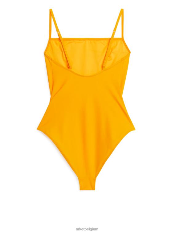 ARKET kleding 0DXJP599 donker geel Badpak met vierkante hals vrouwen