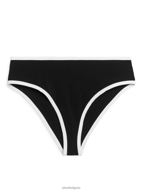 ARKET kleding 0DXJP600 zwart wit bikinibroekje met hoge taille vrouwen